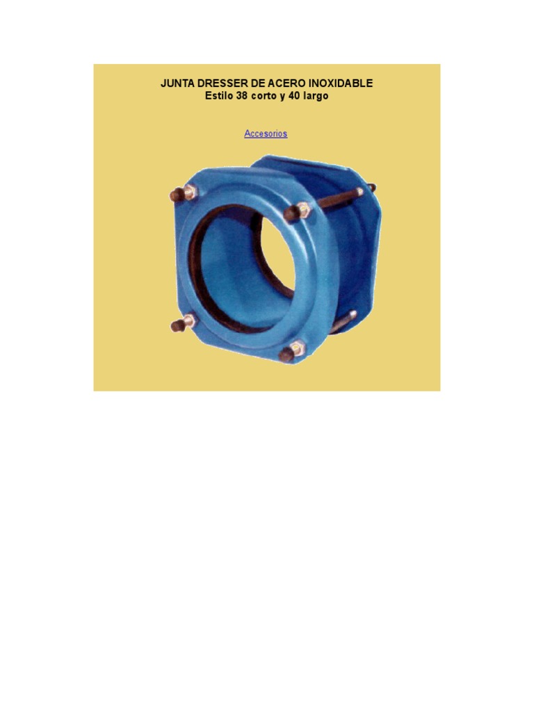 Junta Dresser de Acero Inoxidable PDF