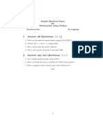1 Answer All Questions. 4 × 1: Sample Question Paper For Mathematics Using Python