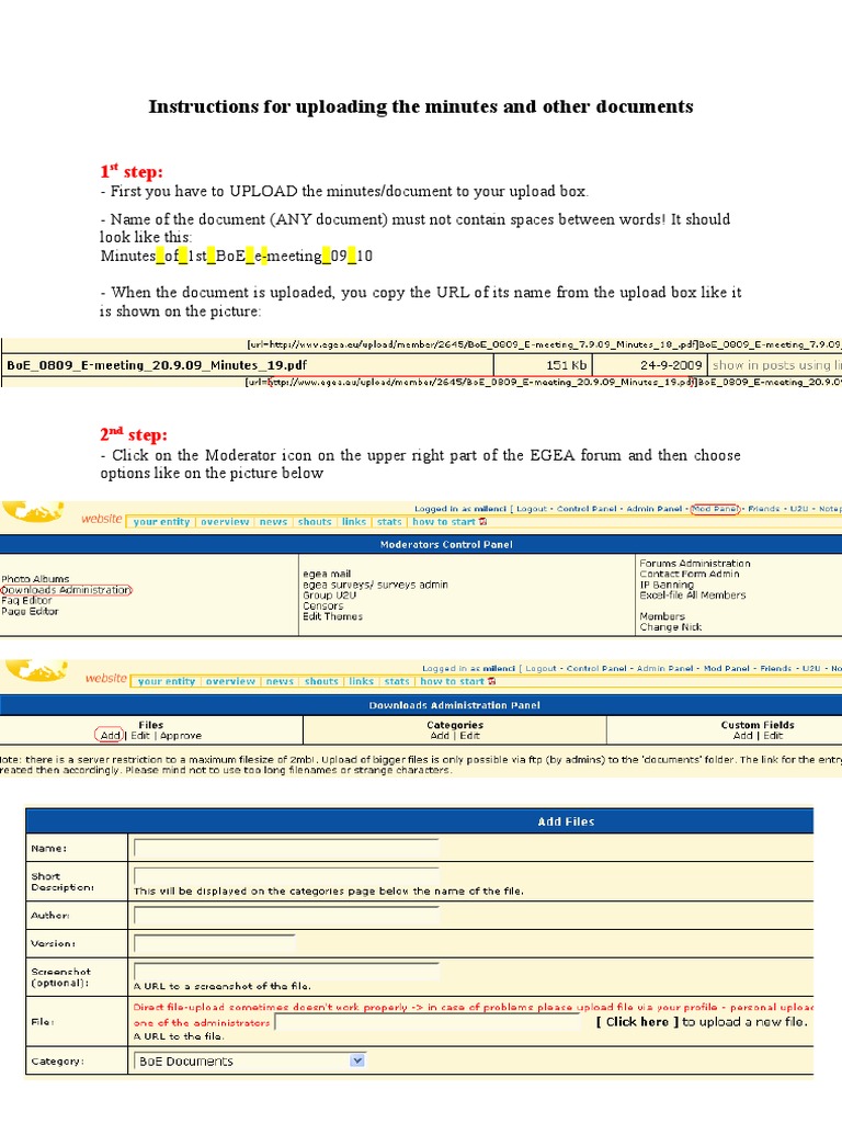 Uploading EGEA Meeting Minutes Guide | PDF | Software | Computing