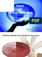 Ease of Doing Business: Ana Bulgaru Behavioral Finance, 2013