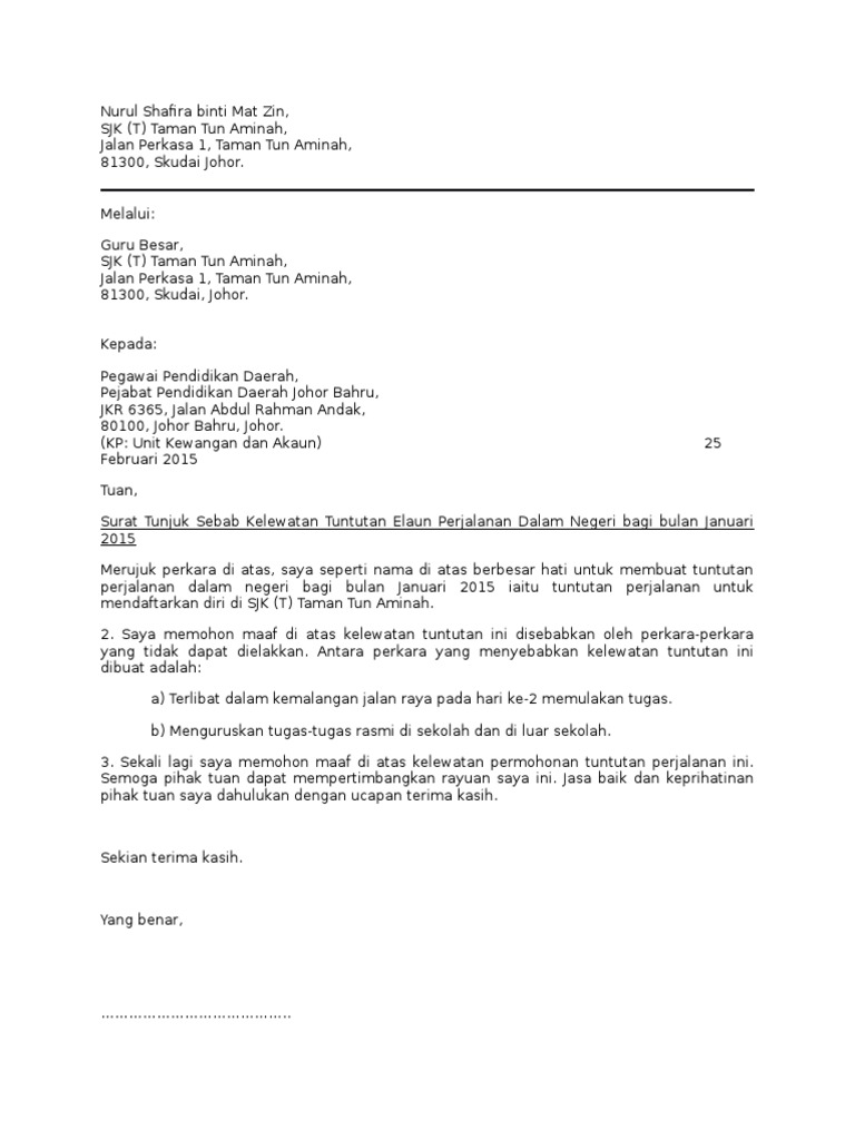 Surat Mohon Maaf Lambat Claim Pdf
