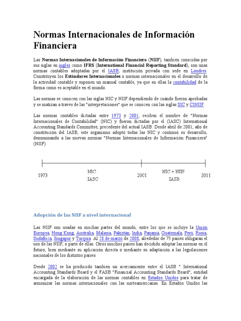 Normas Internacionales de Información Financiera | PDF | normas ...