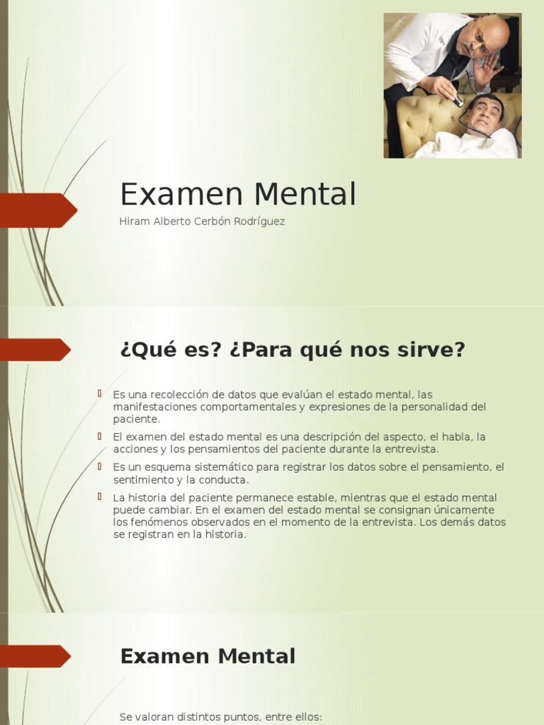 Guía Completa del Examen Mental | PDF | Memoria | Salud mental