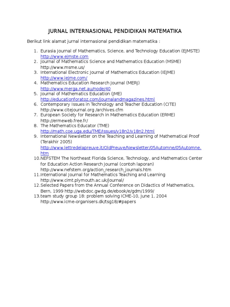 Jurnal Internasional Pendidikan Matematika