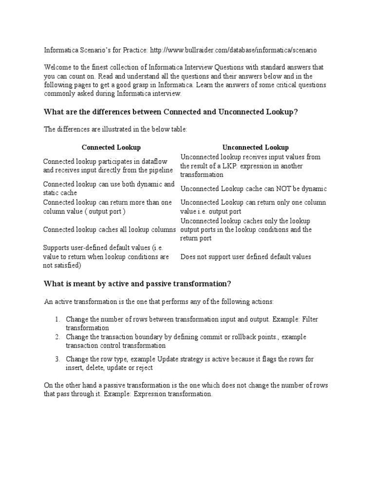 Informatica interview questions and answers pdf relational database