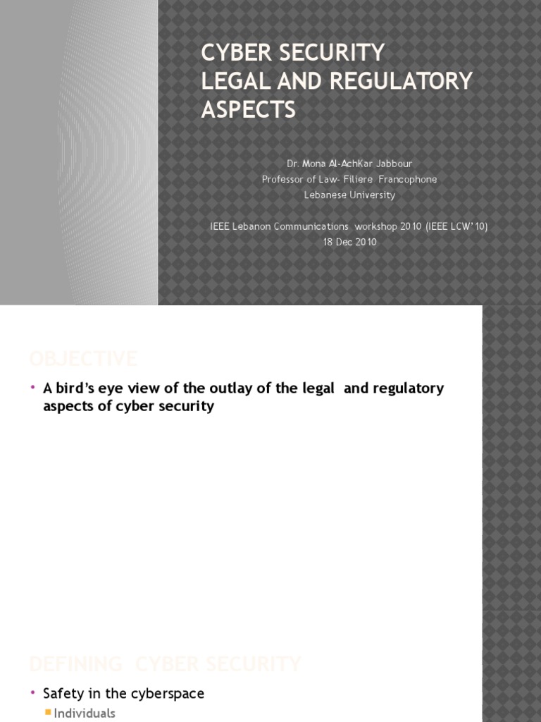 Legal Aspects of Cyber Security | PDF | Computer Security | Security