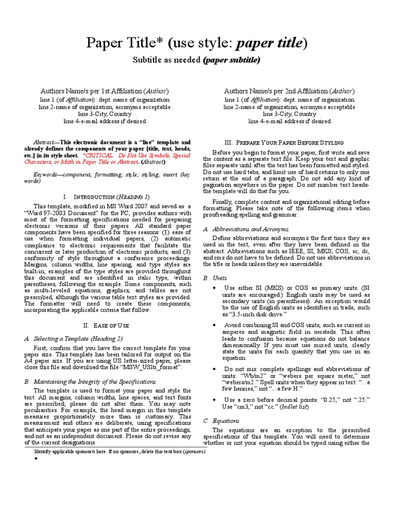 Paper Format IMMM2014 | PDF | Note (Typography) | Citation