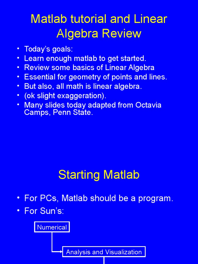 Matlab Basics and Linear Algebra Guide | PDF | Vector Space | Linear ...