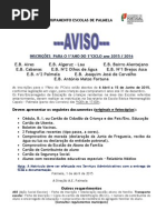 Aviso Matricula Pre-pri 2015