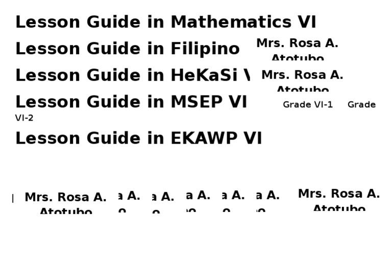 Grade VI Lesson Guides by Mrs. Atotubo | PDF | Language Arts & Discipline