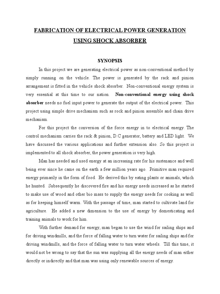 Electrical Power Generation Using Shock Absorber PDF Electric
