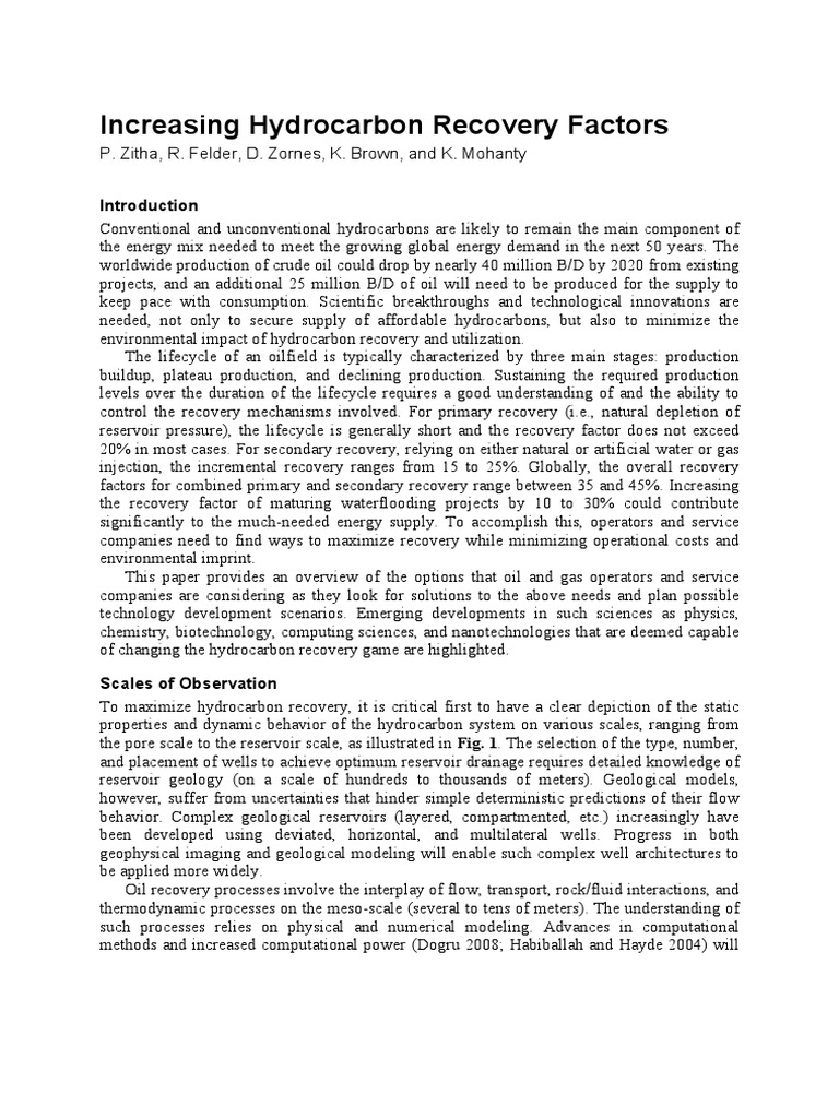 Increasing Hydrocarbon Recovery Factors | PDF | Enhanced Oil Recovery ...