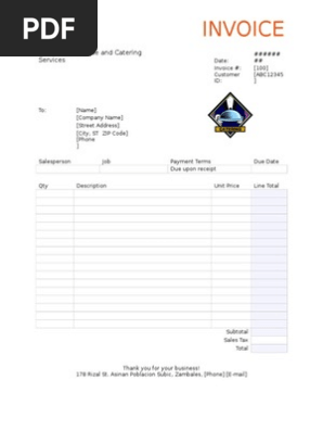 Catering Invoice