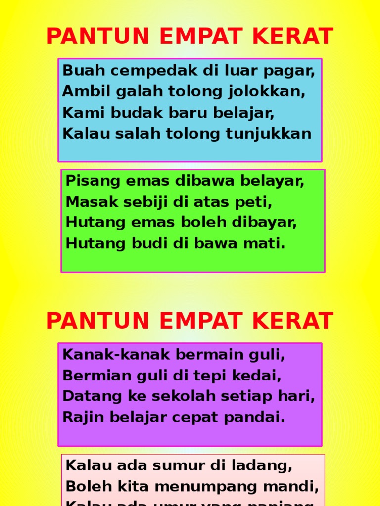Pantun Kanak Kanak 4 Kerat Ranc Akbana