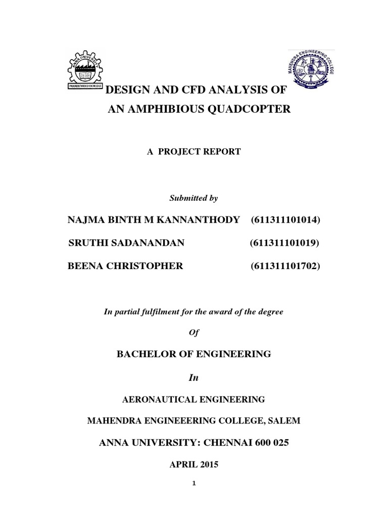 Design and CFD Analysis of An Amphibious Quadcopter | PDF | Vehicles ...