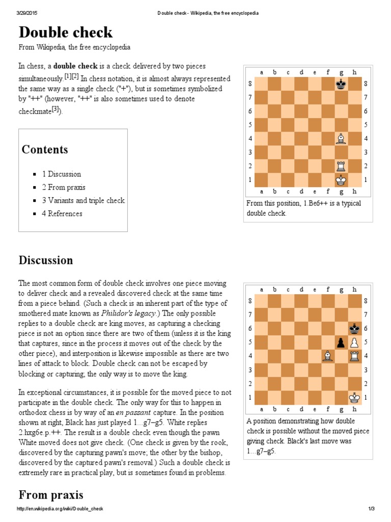 Double Check: From Wikipedia, The Free Encyclopedia | PDF | Chess ...