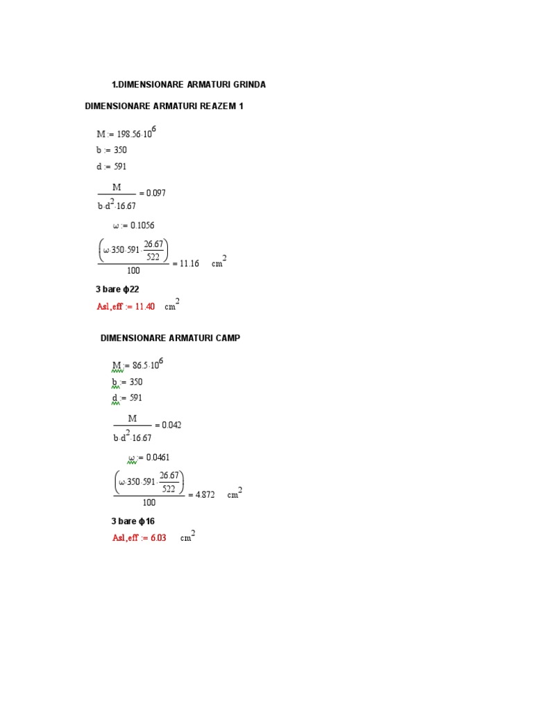 Mathcad - Dimensionare Armaturi | PDF | Sports & Recreation | Science ...