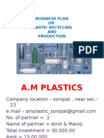 Business Plan ON Plastic Recycling AND Production