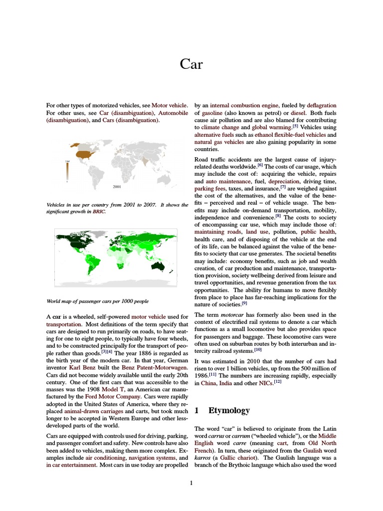 1 Etymology: Vehicles in Use Per Country From 2001 To 2007. It Shows ...