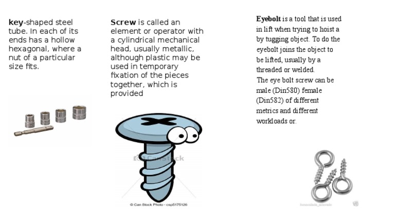 Key-Shaped Steel Screw Is Called An Eyebolt Is A Tool That Is Used ...