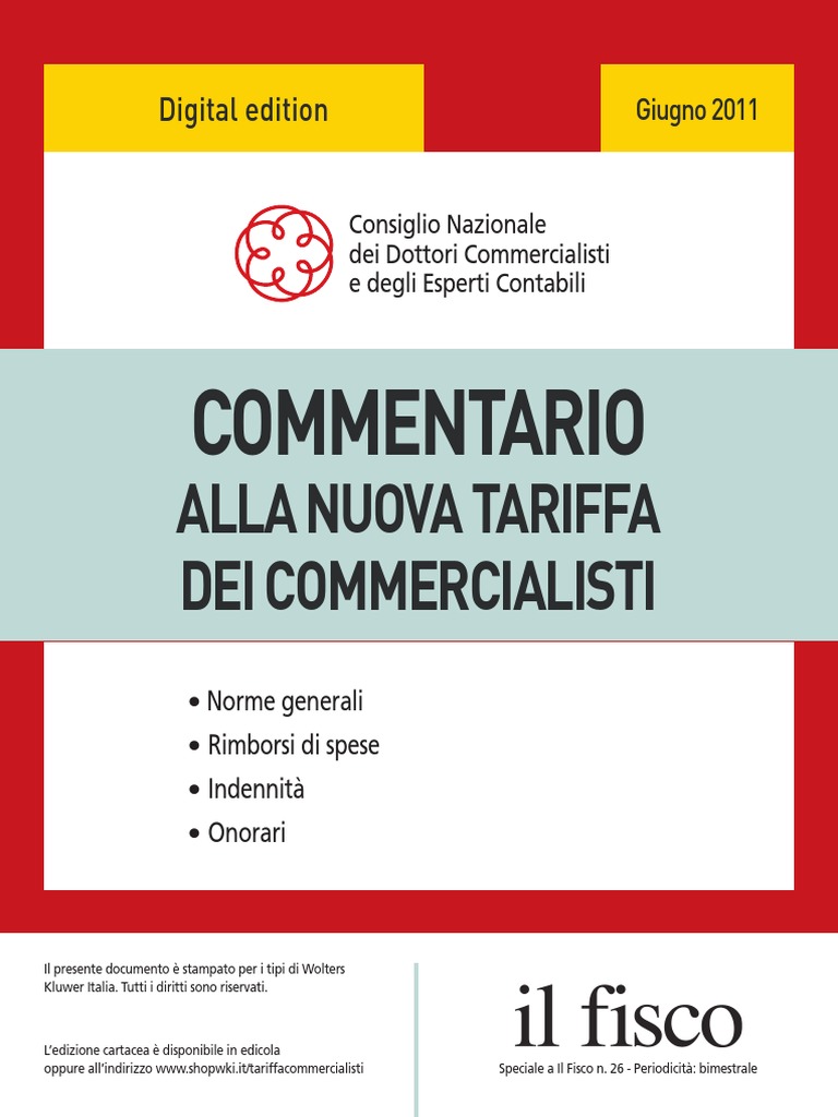 Commentario Nuova Tariffa Commercialisti