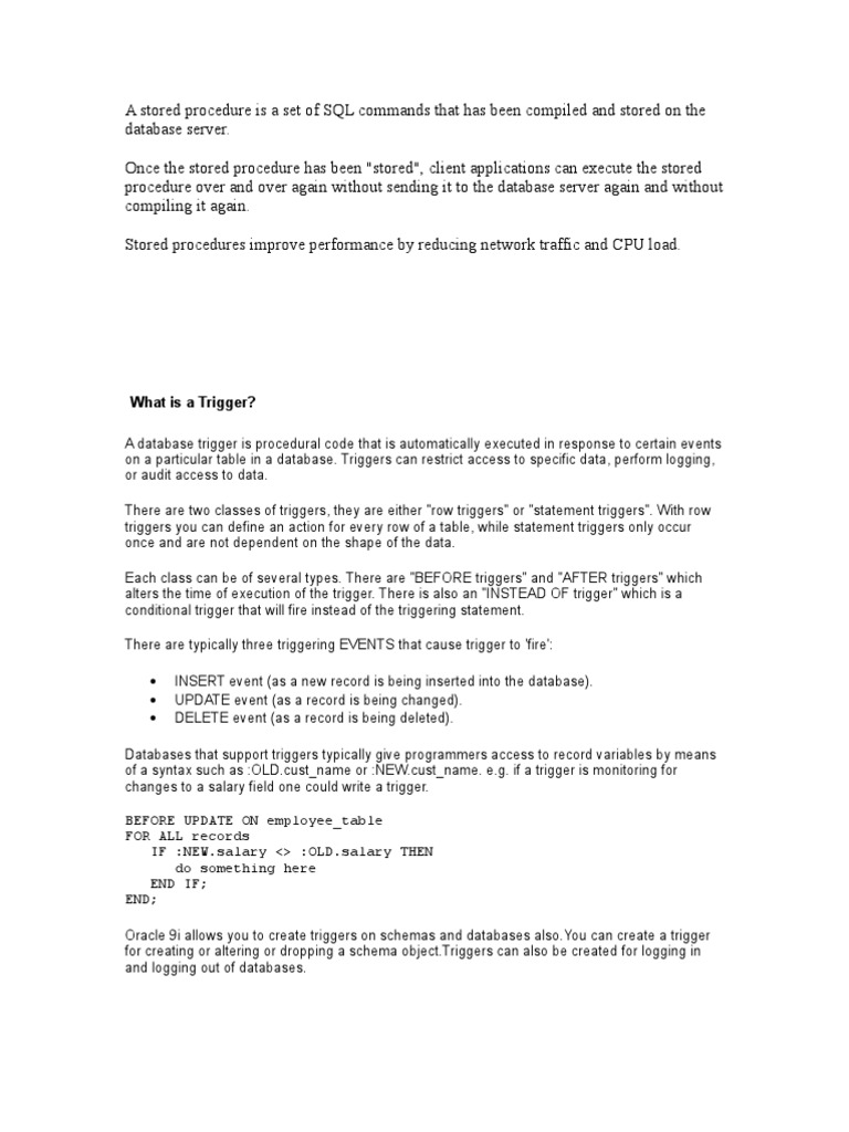 Understanding Stored Procedures and Triggers | PDF | Databases | Data ...