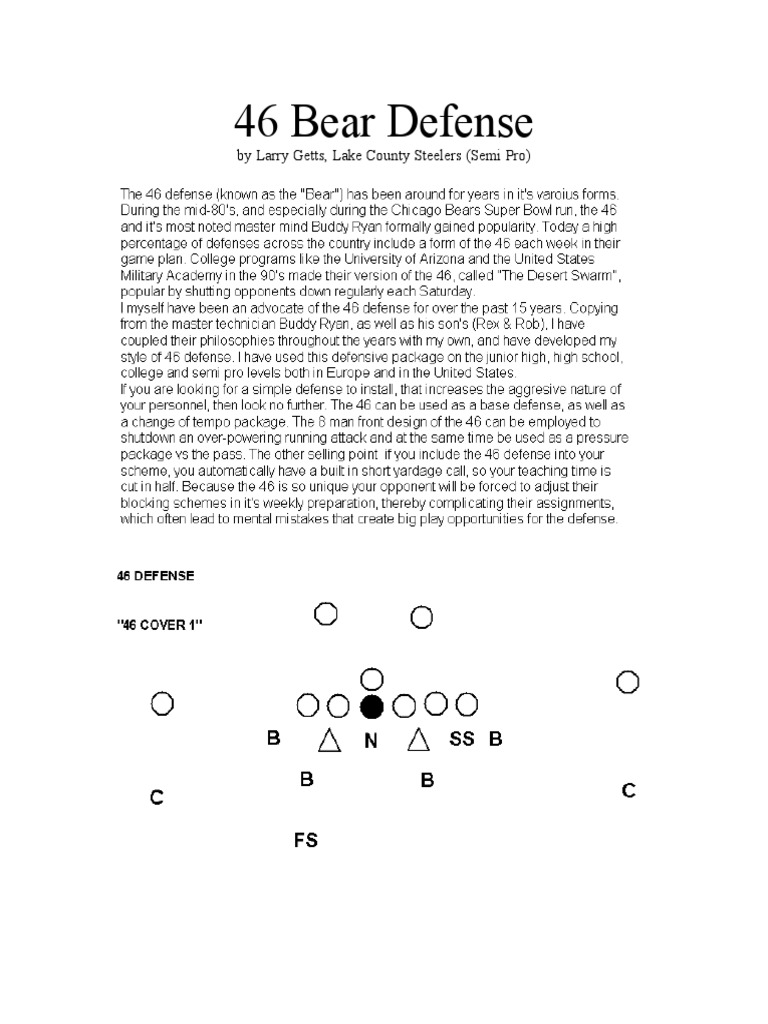 Bear Defense Strategies in Football | PDF