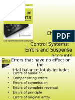 Control Systems: Errors and Suspense Accounts