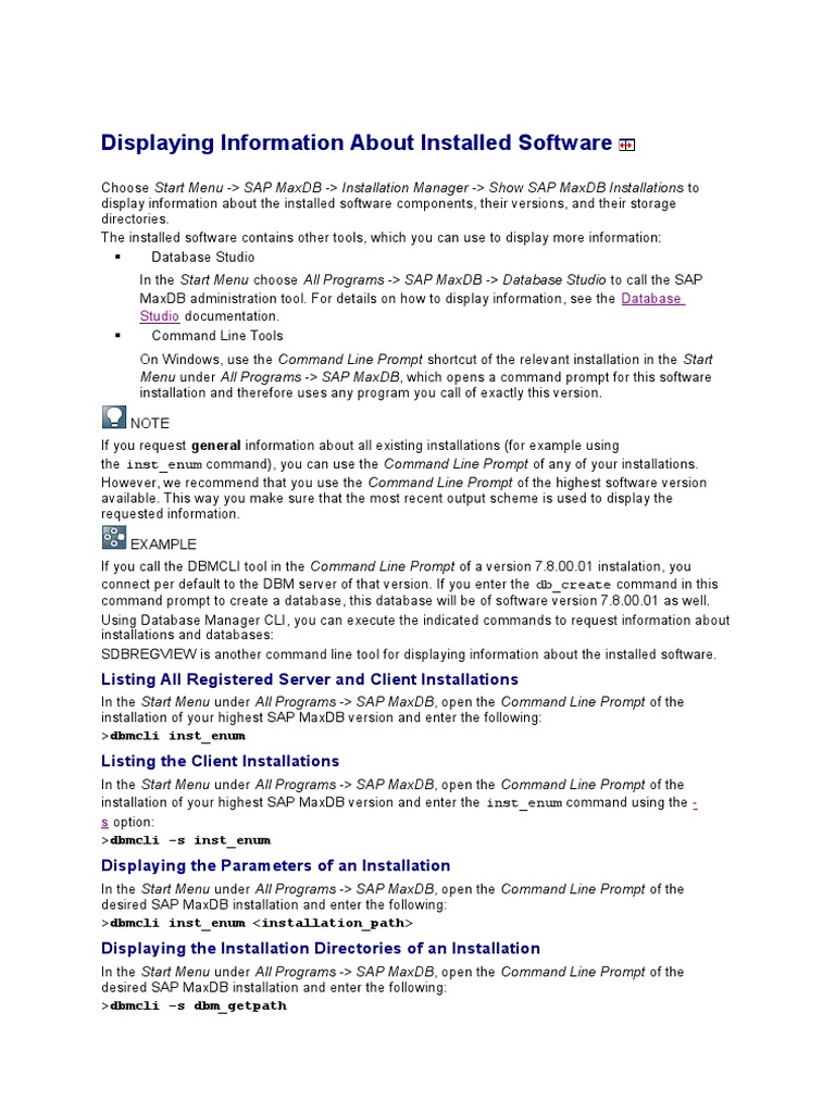 MaxDB Software Installation Overview | PDF | Command Line Interface ...