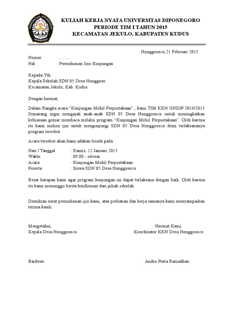 Surat Kunjungan Sd Pdf