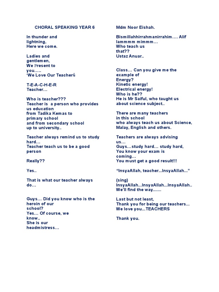 Choral Speaking Pdf