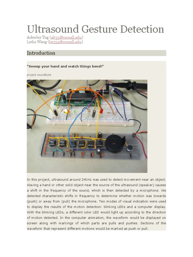 Ultrasound Gesture Detection PDF Analog To Digital Converter