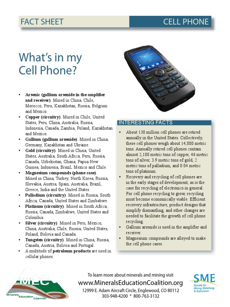 Mec Fact Sheet Cell Phone 0 | PDF | Recycling | Ceramics