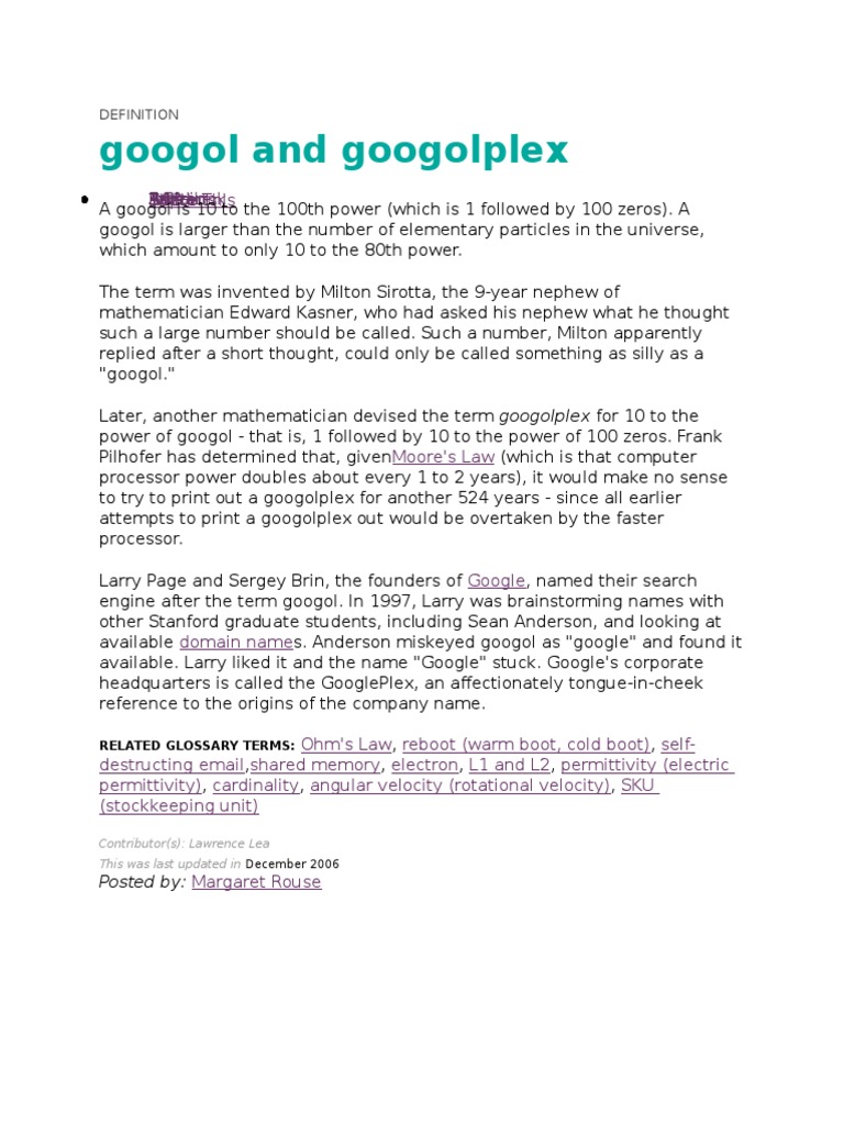 Understanding Googol and Googolplex | PDF | Young Adult