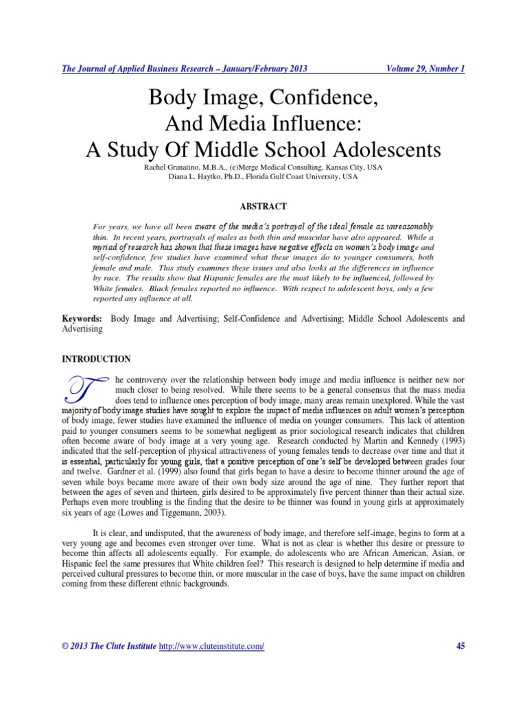 Body Image and Confidence and Media Influence PDF | PDF | Body Image ...