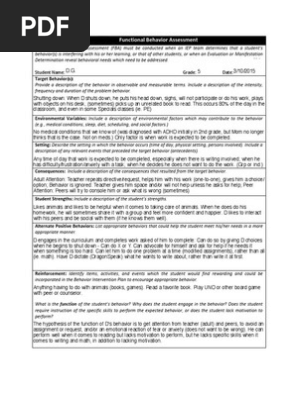 functional behavior assessment dg
