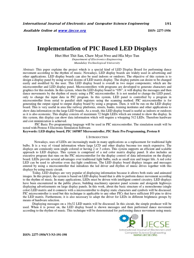 PIC Microcontroller LED Display System | PDF | Pic Microcontroller ...