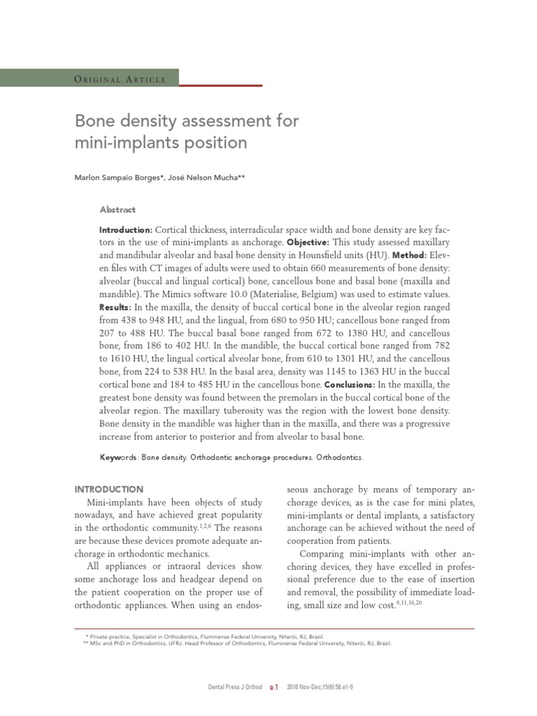 Bone Density Assesment For Implant Position | PDF | Standard Deviation ...