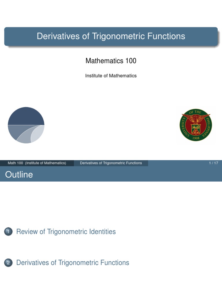 Trigonometric Function Derivatives Guide | PDF | Trigonometric ...