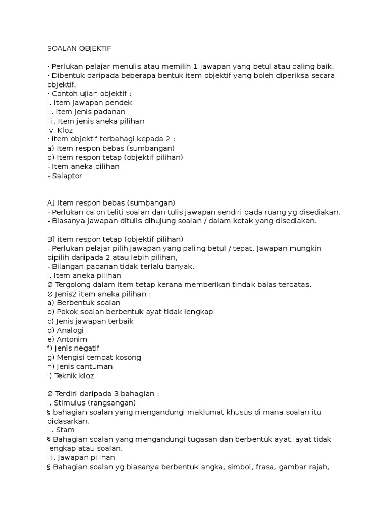 Soalan Objektif Pdf