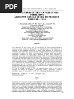 Jatropha Curcas Seeds To Produce: in Situ Transesterification of Oil-Containing Biodiesel Fuel