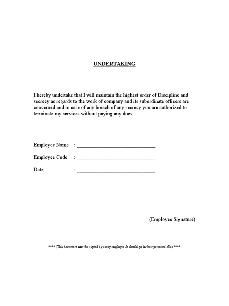 Employee Secrecy Undertaking Form | PDF