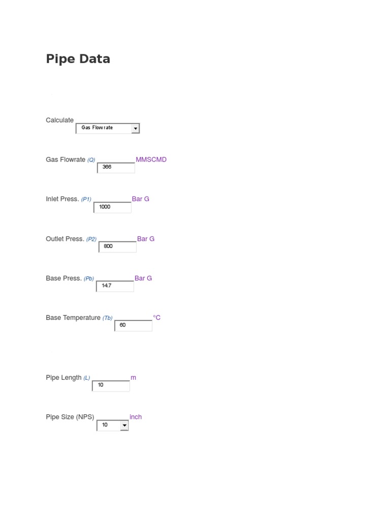 Pipe Data | PDF