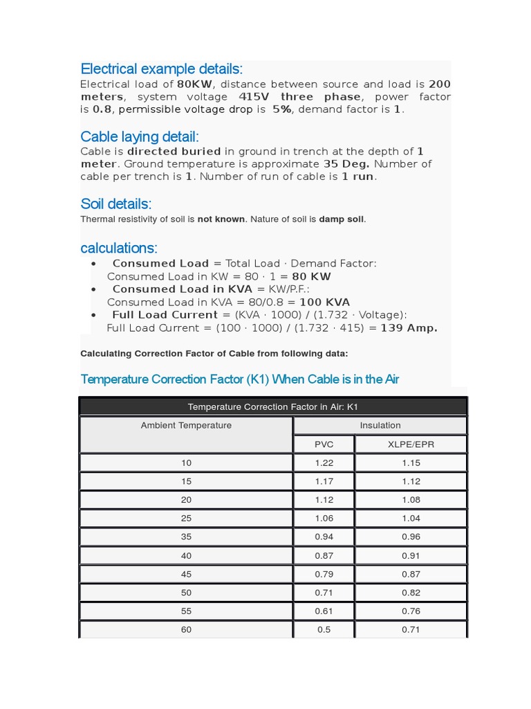 Electrical Example Details Permissible Voltage Drop PDF Electric