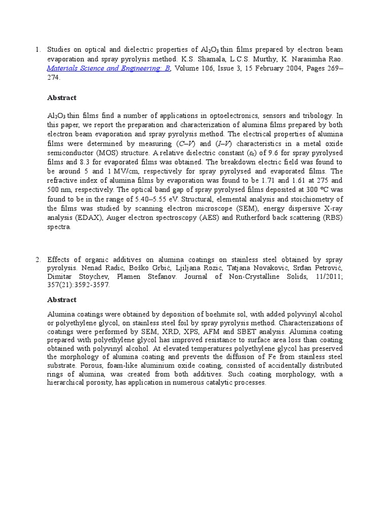 Optical Properties of Al2O3 Thin Films | PDF