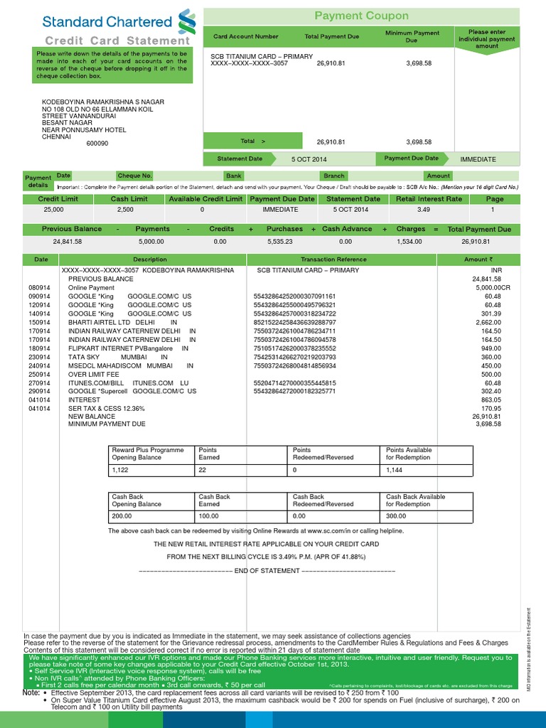 Credit Card Statement Overview and Updates | PDF | Business