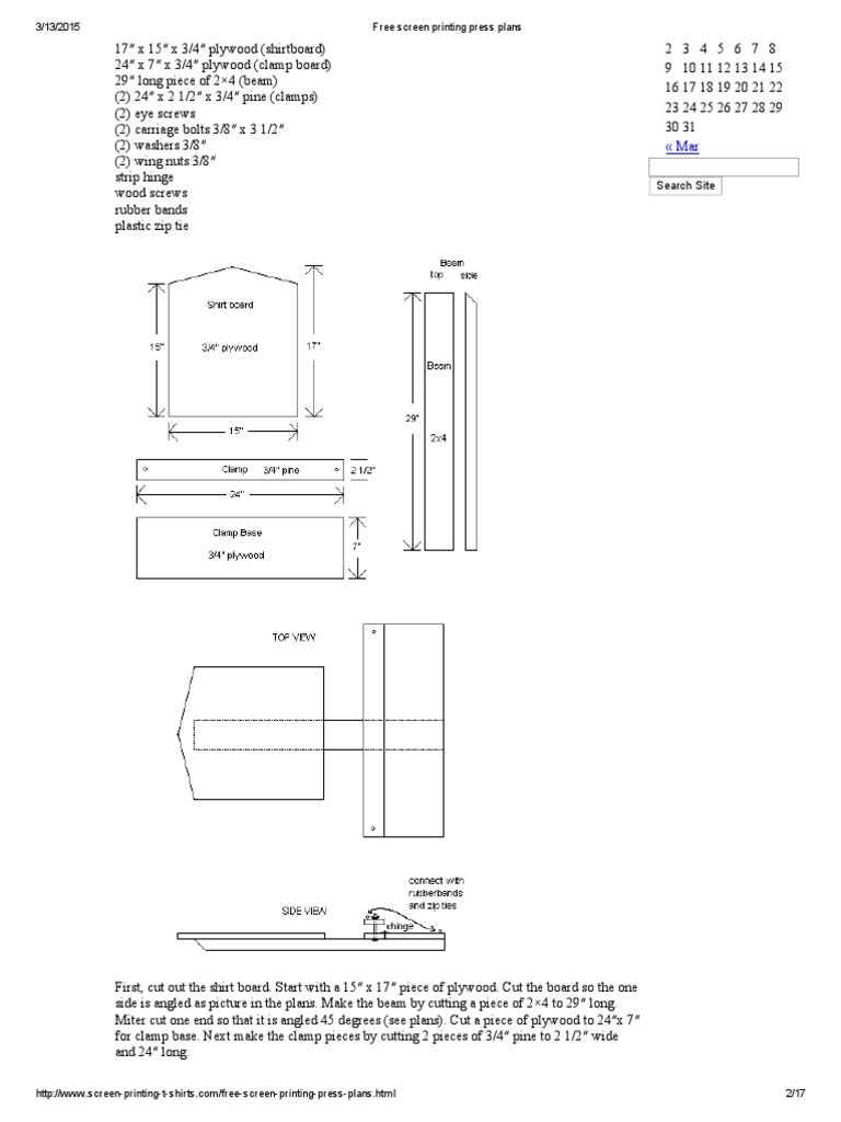 Free Screen Printing Press Plans PDF