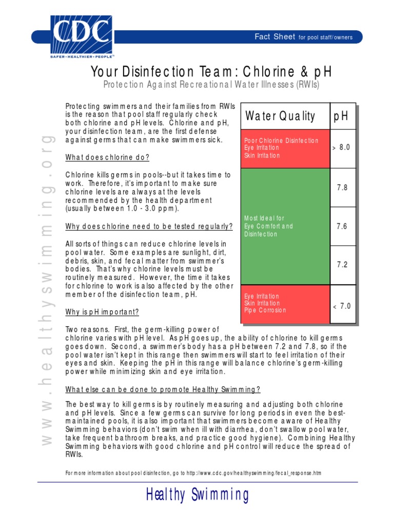 Disinfection Team Chlorine PH Factsheet | PDF | Science & Mathematics ...