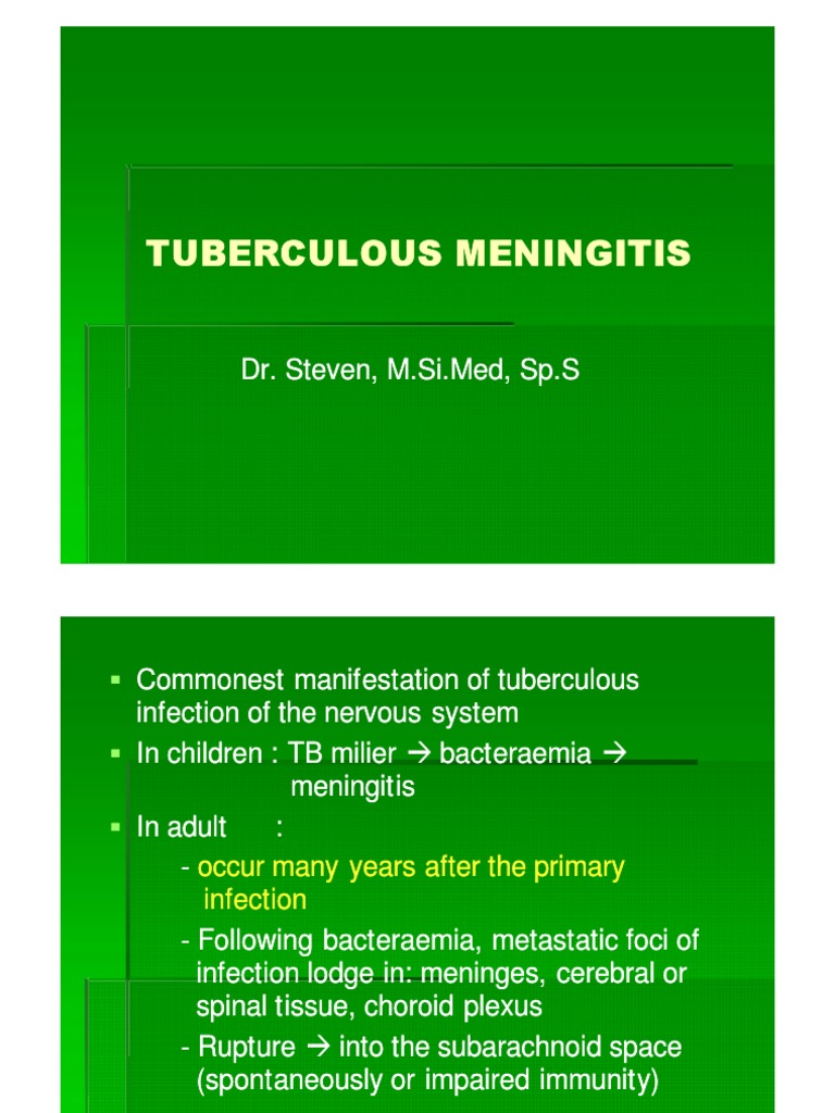 Tuberculous Meningitis Overview | PDF