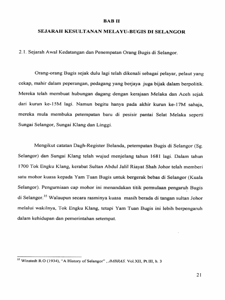 Bab 2 Sejarah Bugis Sultanan Melayu Di Selangor